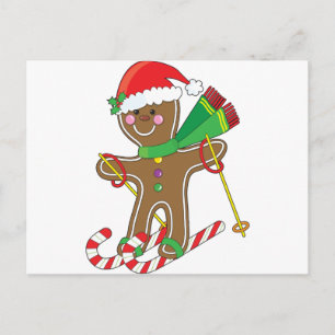 Gingerbread Skier Postcard