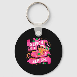 Gingerbread Sleigh Girl Nk Funny Christmas Women G Key Ring