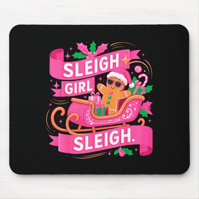 Gingerbread Sleigh Girl Nk Funny Christmas Women G Mouse Mat (Front)