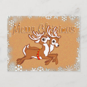GINGERBREAD SLEIGH & REINDEER  by SHARON SHARPE Postcard
