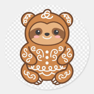 Gingerbread Sloth Christmas Classic Round Sticker