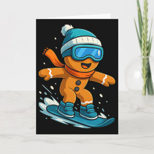 Gingerbread Snowboarder Christmas Holiday Snowboar Card