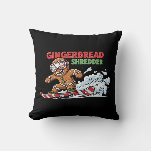 Gingerbread Snowboarder Cushion (Front)