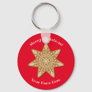 Gingerbread Snowflake Christmas Key Chain Keychain
