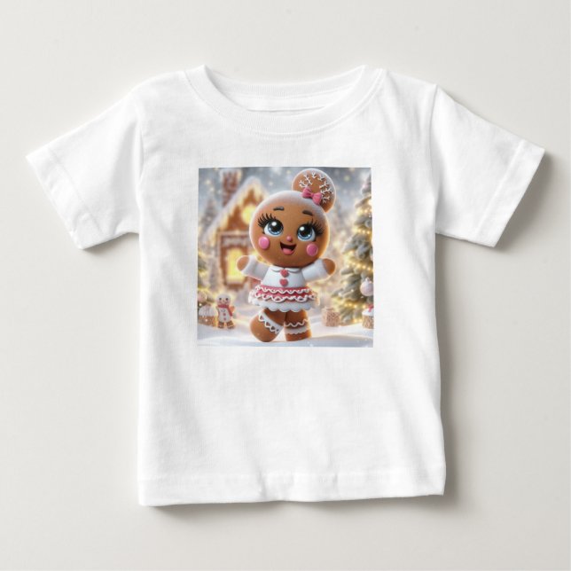 Gingerbread Snowflake Sparkle Baby T-Shirt (Front)
