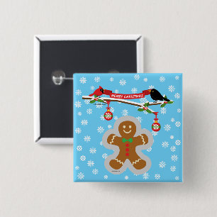 Gingerbread, Snowflakes and Birds 15 Cm Square Badge