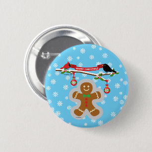 Gingerbread, Snowflakes and Birds 6 Cm Round Badge