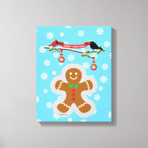 Gingerbread, Snowflakes and Birds Canvas Print