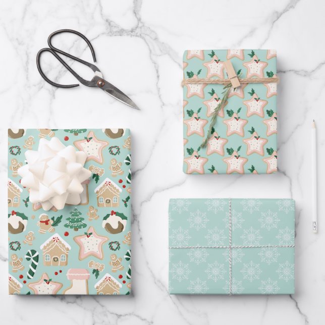 Gingerbread & Snowflakes Gift Wrap (Front)