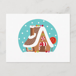 Gingerbread Snowglobe Holiday Postcard