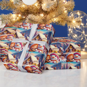 Gingerbread Snowman Christmas Clay Winter Kids Wrapping Paper