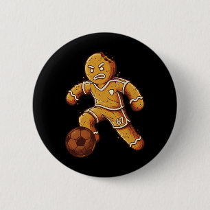 Gingerbread Soccer Player 67 Crumbly Funny Sports 6 Cm Round Badge