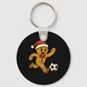 Gingerbread Soccer Player Funny Christmas Kids Boy Key Ring