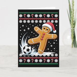 Gingerbread Soccer Player Ugly Christmas Sweater K Card