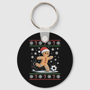 Gingerbread Soccer Player Ugly Christmas Sweater K Key Ring