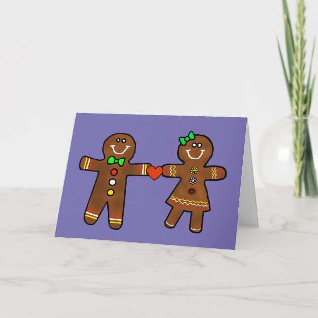 Gingerbread Soulmates Couple Romantic Card (Front)