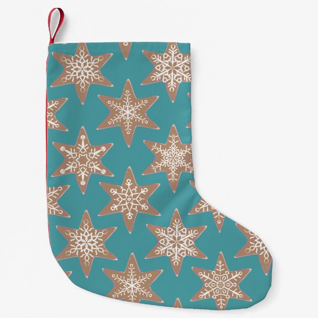 Gingerbread Stars Christmas Stocking (Green) (Front)