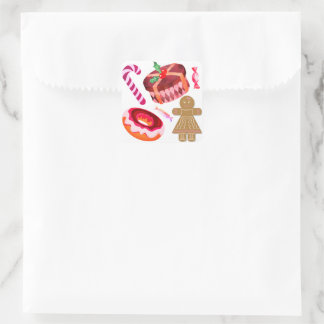 Gingerbread Stickers with Pink Doughnuts, Candy Ca