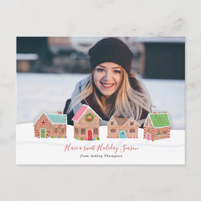 Gingerbread Street Holiday Photo Card (Front)