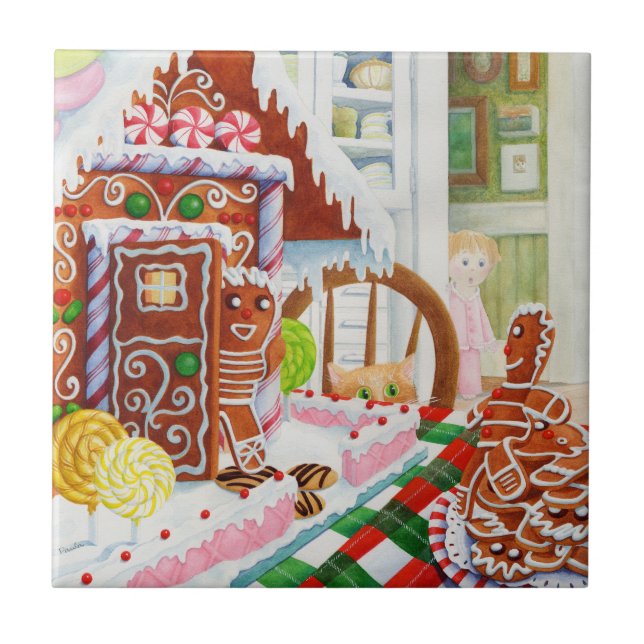 GINGERBREAD SURPRISE 4.25x4.25 Ceramic Tile (Front)