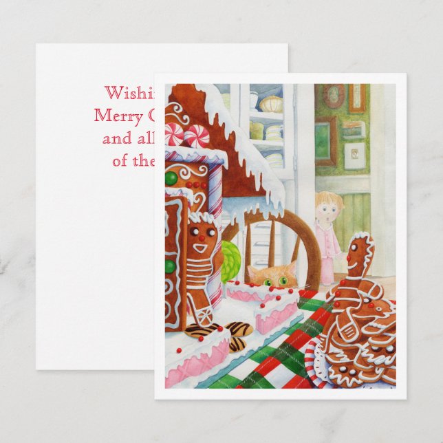 GINGERBREAD SURPRISE 4.25x5.5 Flat Christmas Card (Front/Back)