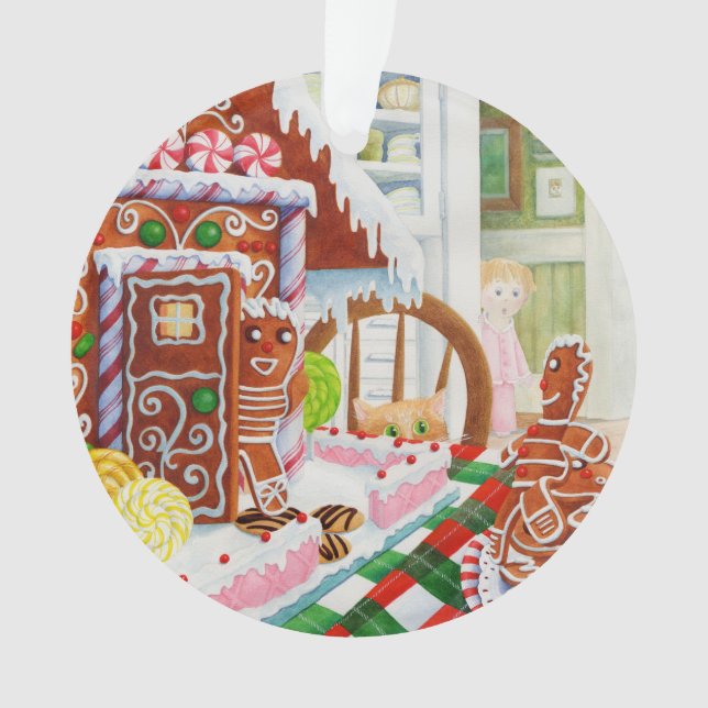 GINGERBREAD SURPRISE Acrylic Circle Ornament (Front)