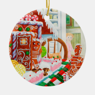GINGERBREAD SURPRISE Ceramic Circle Ornament