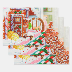 GINGERBREAD SURPRISE Flat Sheet Wrapping Paper 