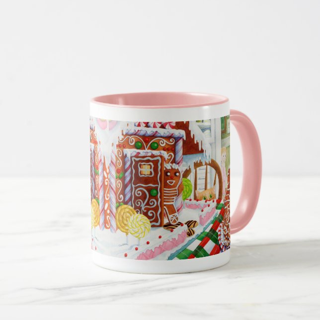 GINGERBREAD SURPRISE Pink Combo Mug (Front Right)