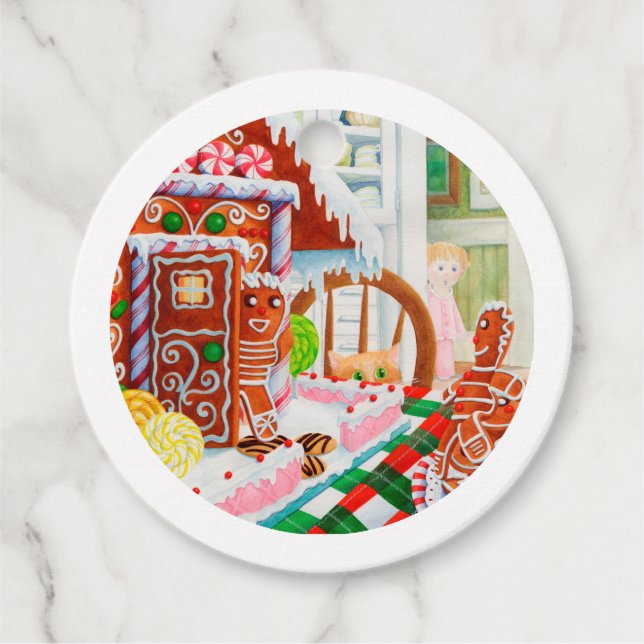 GINGERBREAD SURPRISE Round Gift Tags (Front)
