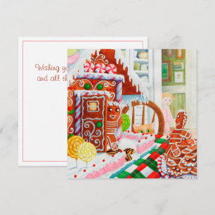 GINGERBREAD SURPRISE Square Flat Christmas Card