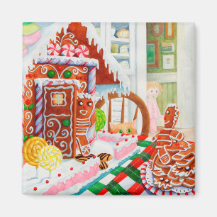 GINGERBREAD SURPRISE Square Magnet