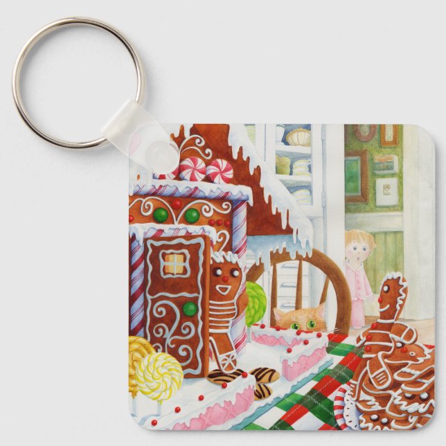 GINGERBREAD SURPRISE Square Metal Keychain (Front)