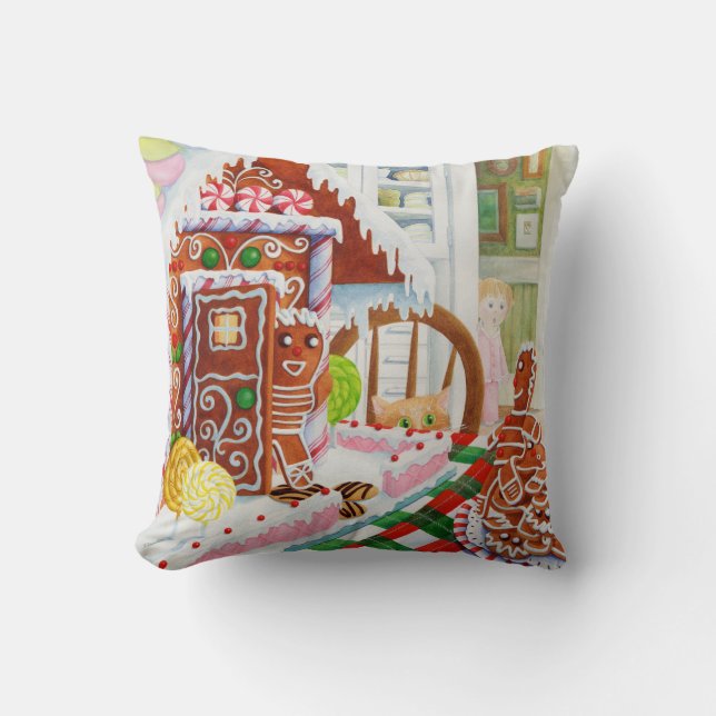 GINGERBREAD SURPRISE Throw Pillow (Front)