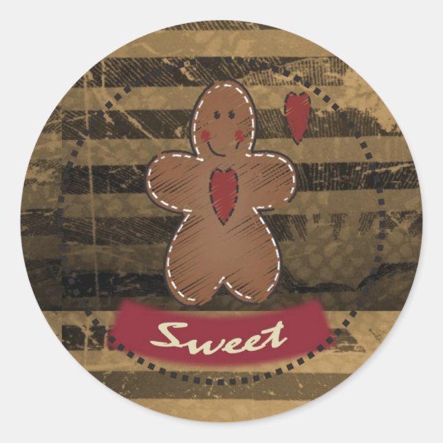 Gingerbread Sweet Classic Round Sticker (Front)
