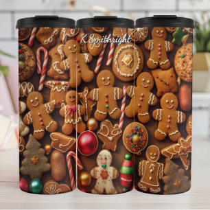 Gingerbread Sweet Holiday Cookie Wall Thermal Tumbler