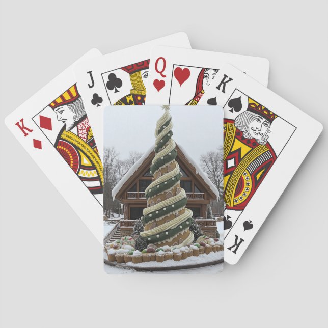 Gingerbread Swirl Christmas Tree Playing Cards (Back)