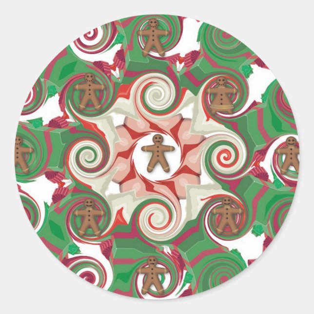 Gingerbread Swirls Classic Round Sticker (Front)