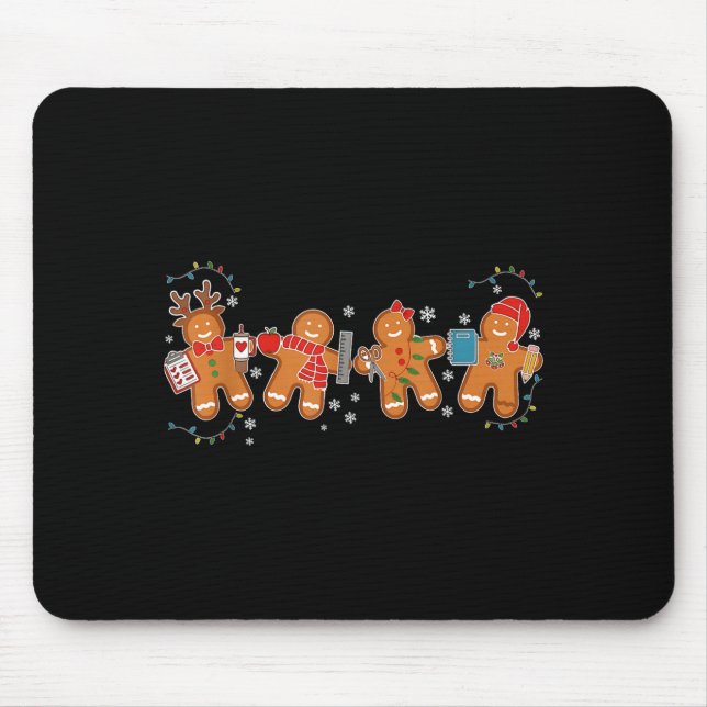 Gingerbread Teacher Holiday For Teacher Staff Chri Mouse Mat (Front)