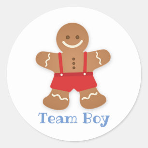Gingerbread TEAM BOY Gender Reveal Game Labels