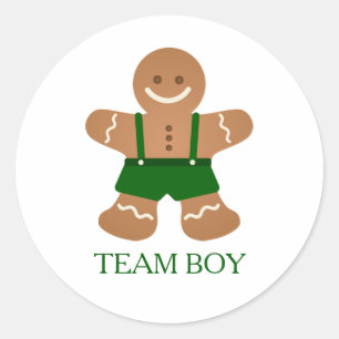 Gingerbread TEAM BOY Gender Reveal Game Labels