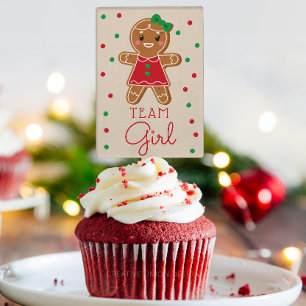 Gingerbread Team Girl Gender Cupcake Cake Toppers