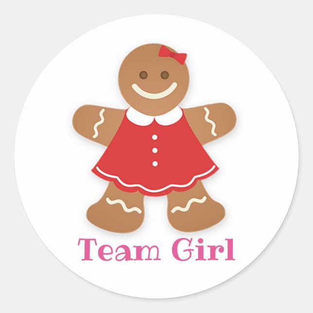 Gingerbread TEAM GIRL Gender Reveal Game Labels (Front)