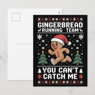 Gingerbread Team: Running Fast, Staying Ahead! Holiday Postcard