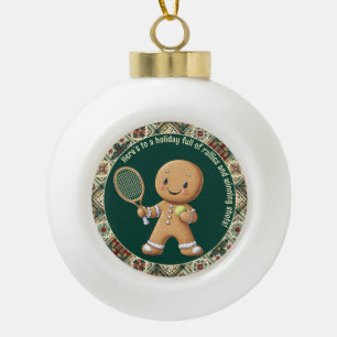 Gingerbread Tennis Grand Slam 🎾🎄custom text Ceramic Ball Christmas Ornament