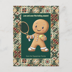 Gingerbread Tennis Grand Slam 🎾🎄custom text Holiday Postcard