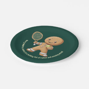 Gingerbread Tennis Grand Slam 🎾🎄custom text Paper Plate