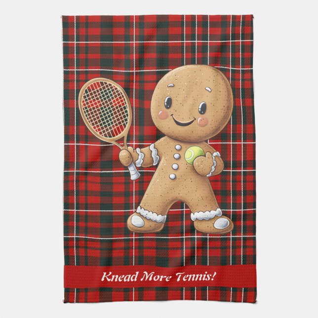 Gingerbread Tennis Grand Slam 🎾🎄custom text Tea Towel (Vertical)