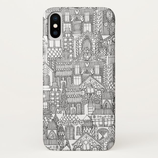 gingerbread town black white Case-Mate iPhone case (Back)