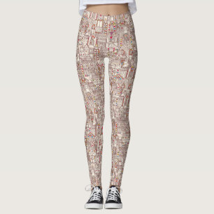gingerbread town leggings